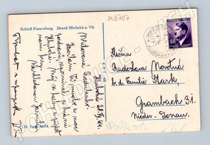 Pohlednice Hluboká n. Vlt. zámek 1944 (P3707)