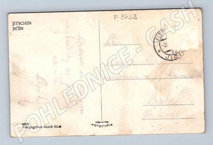 Pohlednice Jičín náměstí z výšky 1940s (P3723)