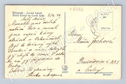 Pohlednice Janské Lázně Hotel Černý hora 1949 (P3733)
