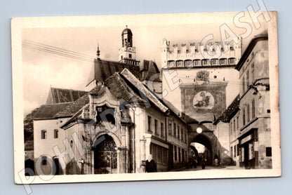 Pohlednice Prachatice náměstí městská brána 1939 (P3734)