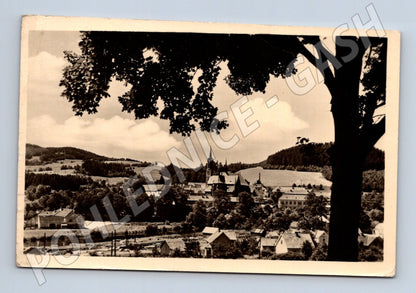 Pohlednice Vyšší Brod město s kostelem 1955 (P3747)