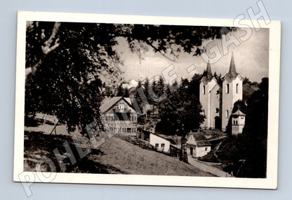 Pohlednice Kašperské Hory na Šumavě kostel (P3748)