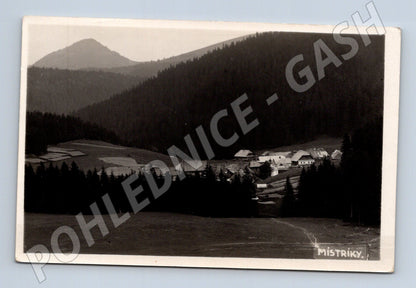 Pohlednice Slovensko Mistríky horská vesnice 1934 (P3752)