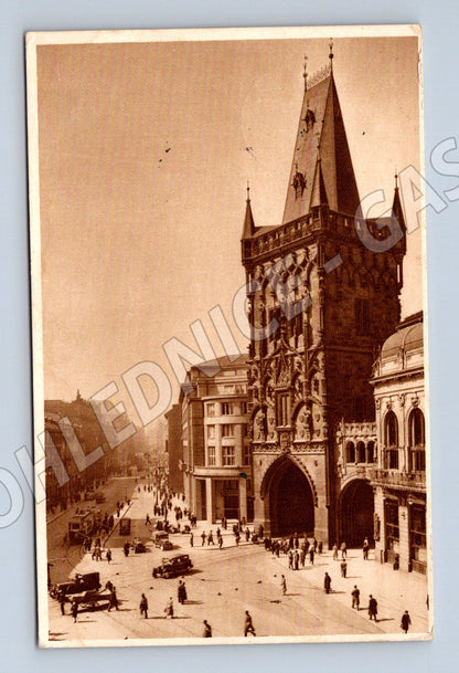 Pohlednice Praha Prašná brána a Příkopy 1942 (P3758)