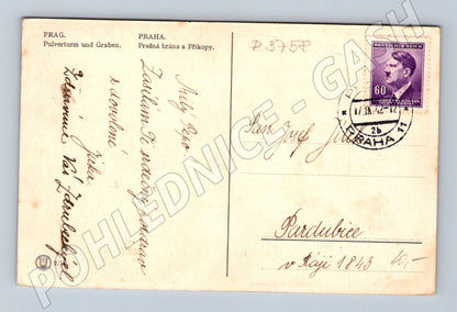 Pohlednice Praha Prašná brána a Příkopy 1942 (P3758)