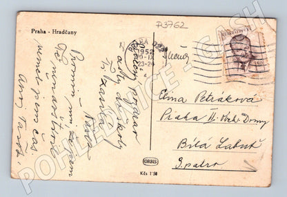 Pohlednice Praha Hradčany Karlův most 1952 (P3762)