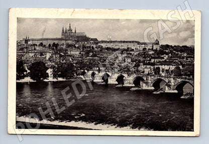 Pohlednice Praha Karlův most a Hradčany 1943 (P3763)