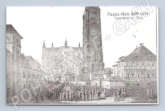 Pohlednice Praha Katedrála sv. Víta historický motiv (P3765)