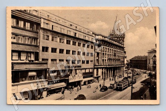 Pohlednice Praha Příkopy tramvaj 1953 (P3767)