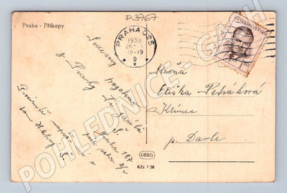 Pohlednice Praha Příkopy tramvaj 1953 (P3767)