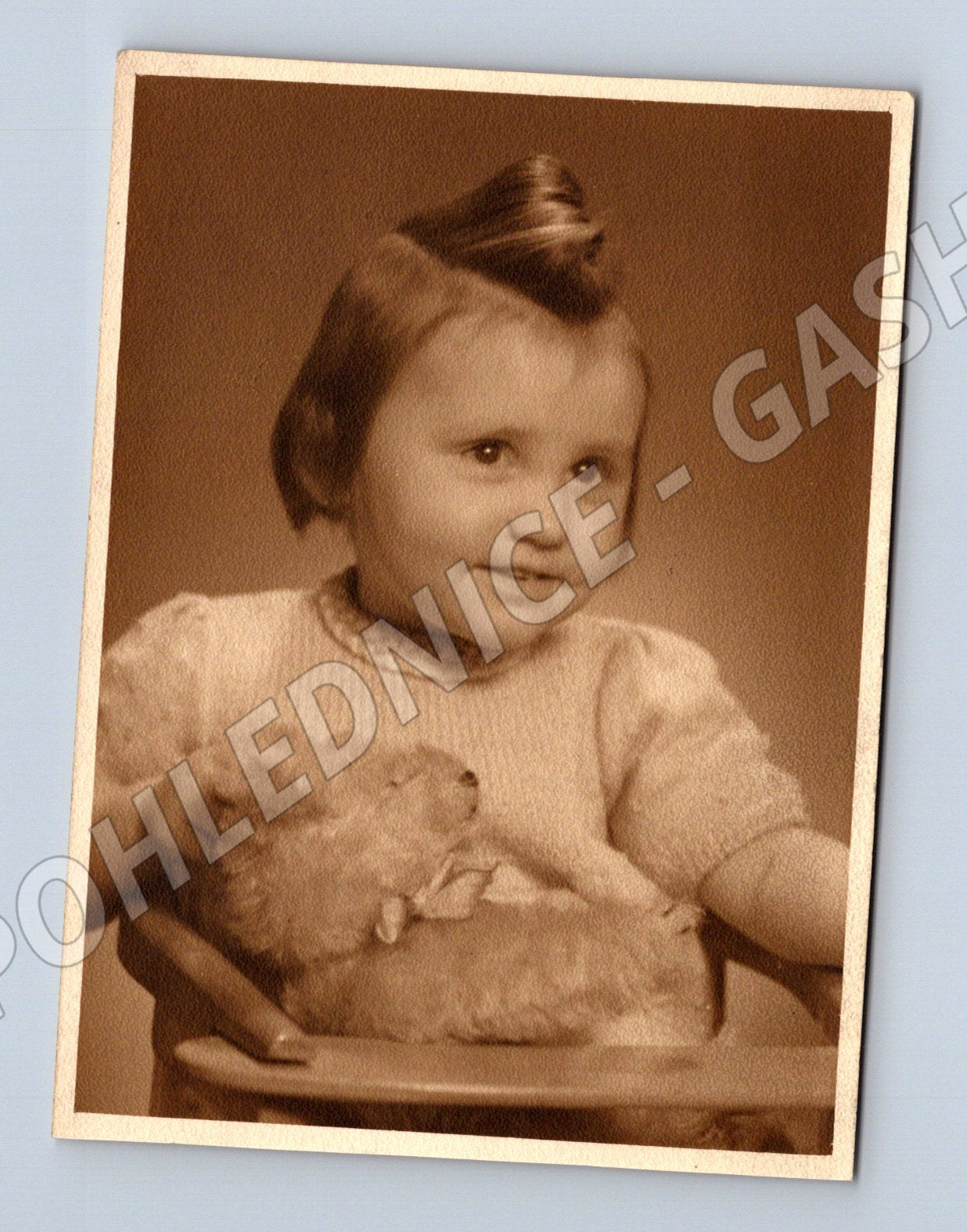 Stará fotografie Prostějov dítě s medvídkem (P3775)