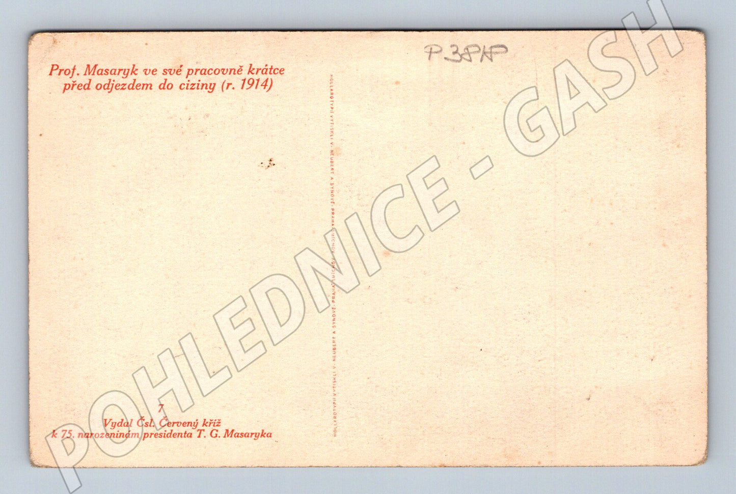 Pohlednice T. G. Masaryk v pracovně 1914 (P3818)