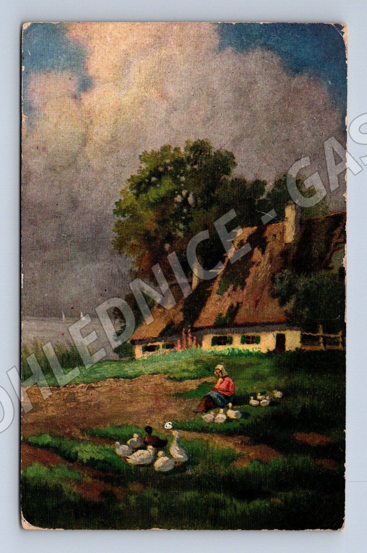Pohlednice malba venkovská scéna 1905 (P3839)