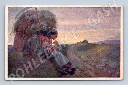 Pohlednice venkovský motiv soumrak I. sv. válka (P3841)