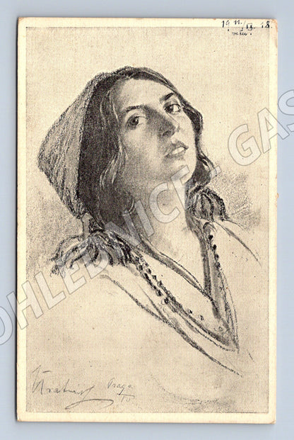 Pohlednice Rakousko-Uhersko portrét ženy Feldpost 1918 (P3845)