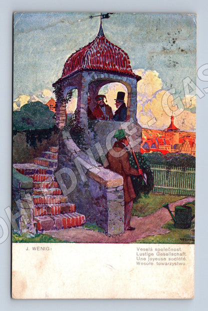 Pohlednice umělecká Veselá společnost J. Wenig cca 1910 (P3849)
