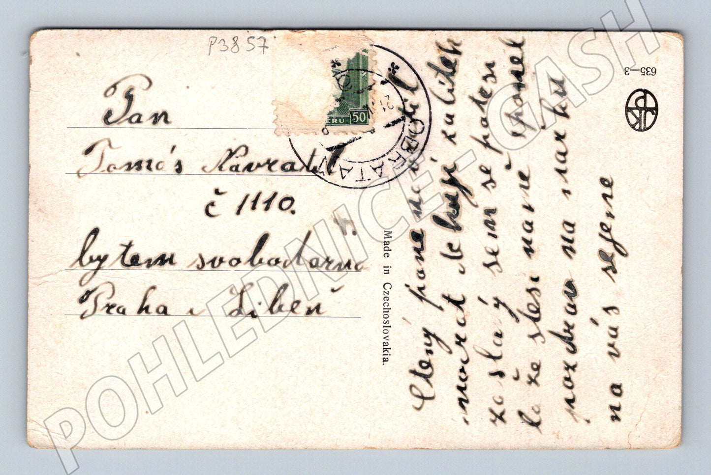 Pohlednice Praha krajina kvetoucí stromy 1939 (P3857)