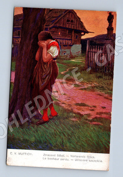 Pohlednice Ztracené štěstí dítě 1907 (P3867)