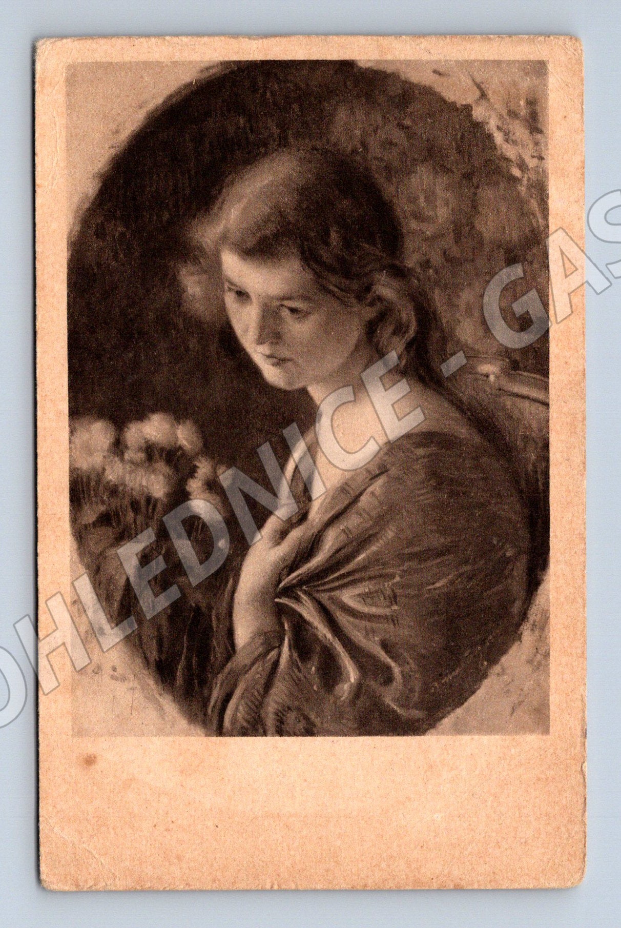Pohlednice žena v zamyšlení 1921 (P3868)
