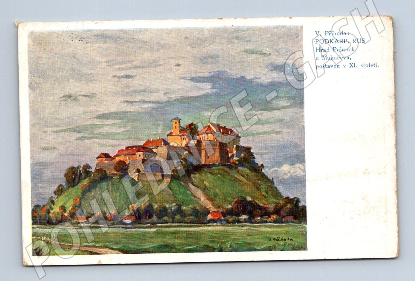 Pohlednice Ukrajina Mukačevo hrad Palanok 1938 (P3881)