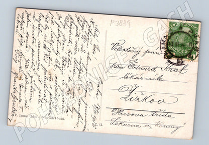 Pohlednice Nové Hrady údolí s postavou a kozou 1905 (P3889)