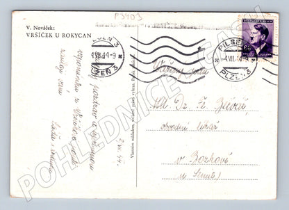 Pohlednice Vršíček u Rokycan kostel 1944 (P3903)