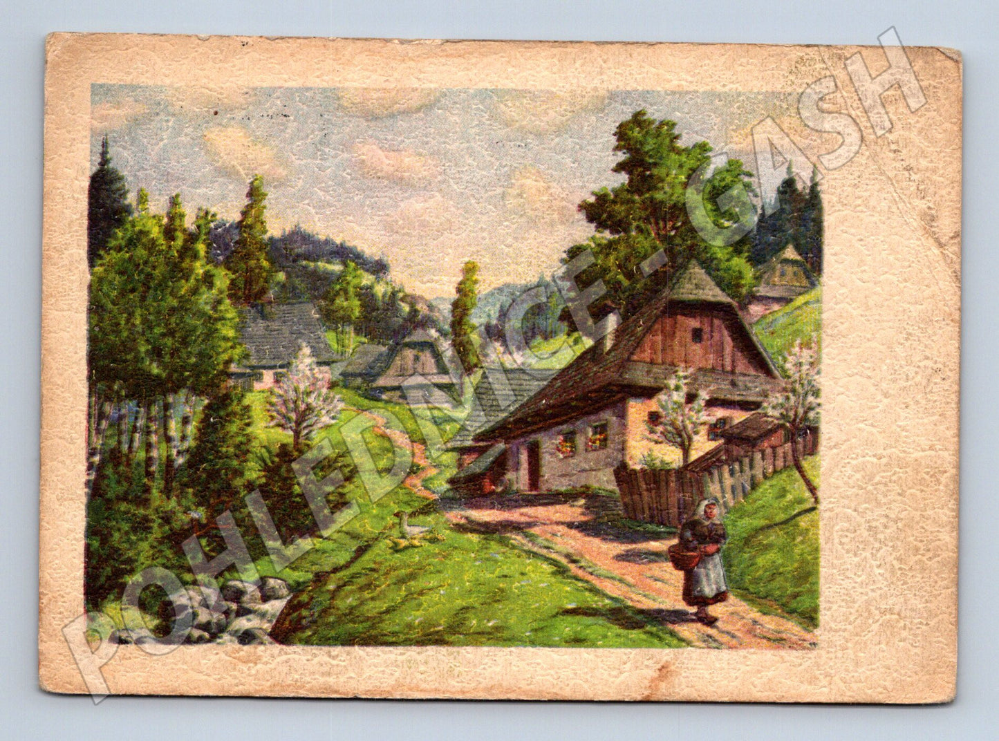 Pohlednice Slovensko/Morava venkovská scéna 1937 (P3917)
