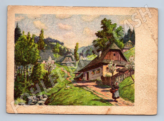 Pohlednice Slovensko/Morava venkovská scéna 1937 (P3917)