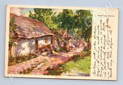 Pohlednice Vesnická idylla chalupa 1931 (P3922)