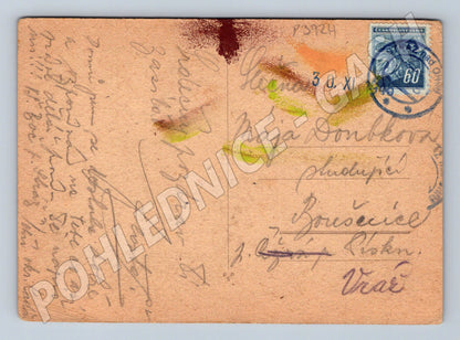 Pohlednice venkovská scéna mlýn domek 1924 (P3924)