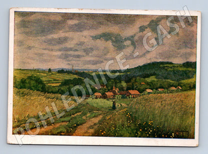 Pohlednice Česká krajina s vesnicí dle B. Hradečného (P3933)