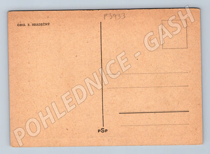 Pohlednice Česká krajina s vesnicí dle B. Hradečného (P3933)