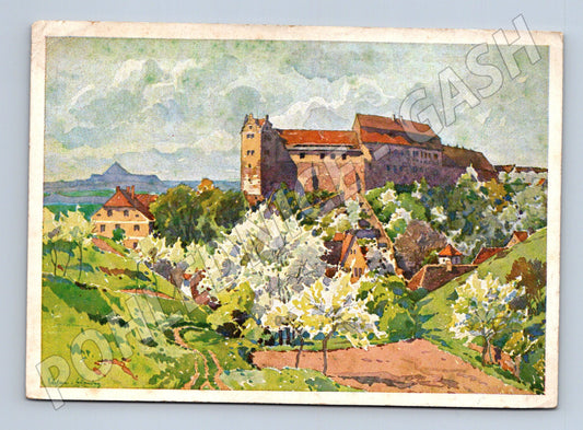 Pohlednice Nemecko Burg Wettin hrad a krajina (P3942)