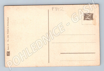 Pohlednice Švýcarsko měsíční krajina s postavami (P3952)
