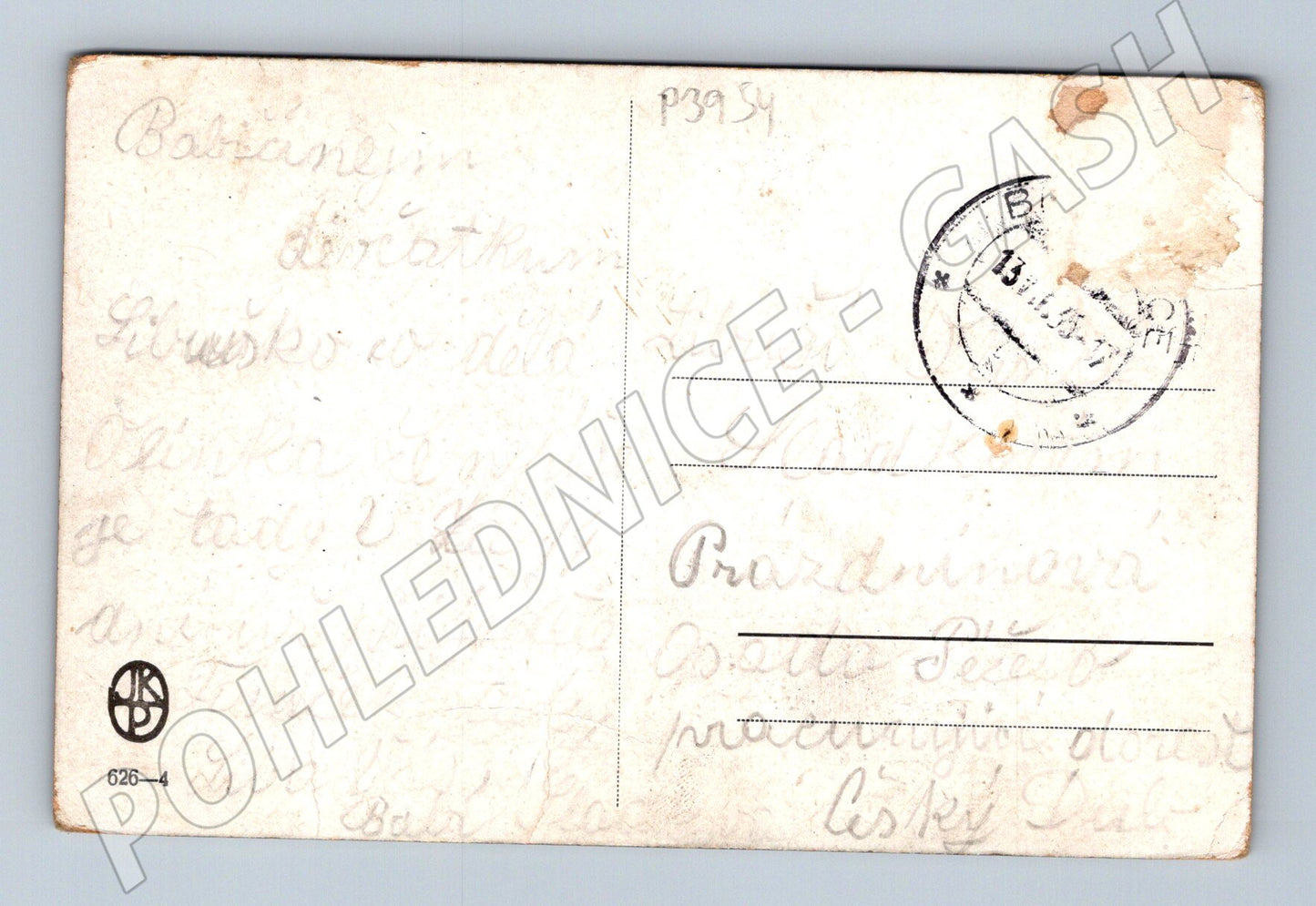 Pohlednice Český Dub srnky v krajině 1951 (P3954)