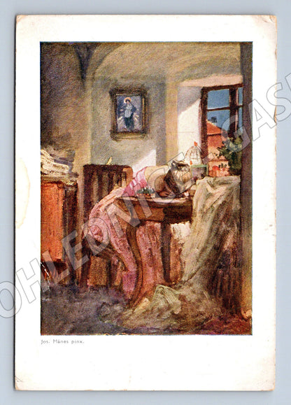 Pohlednice Josef Mánes žena u piana (P3956)
