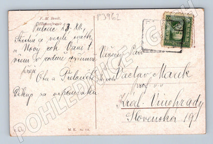 Pohlednice žena v zahradě s květinami 1910 (P3962)
