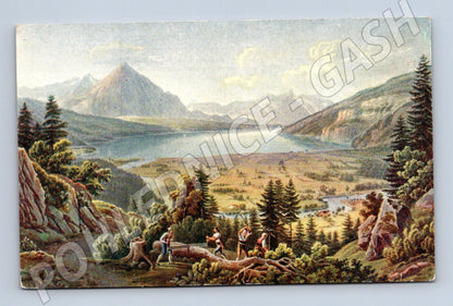 Pohlednice Švýcarsko Interlaken lesní práce (P3986)