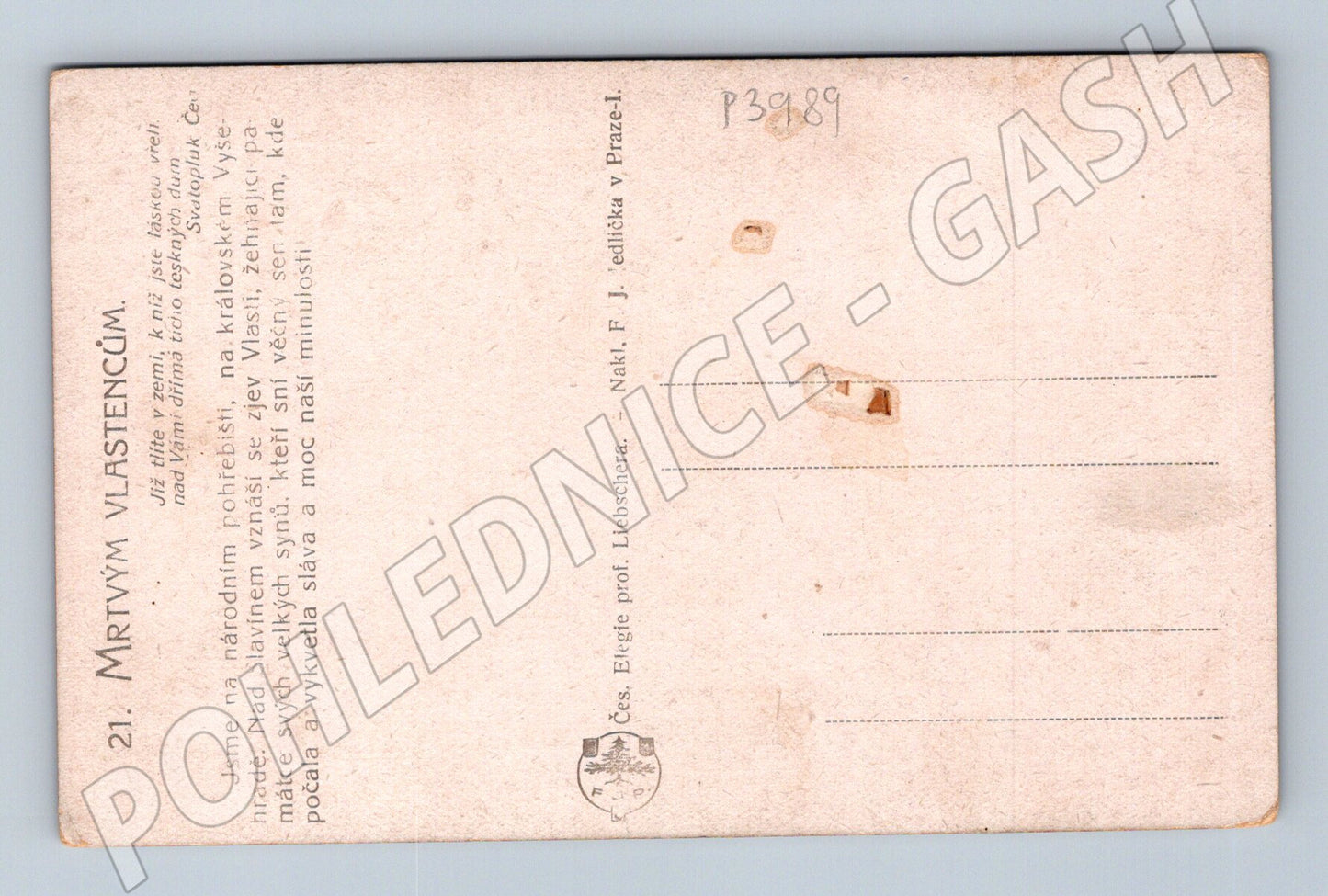 Pohlednice Mrtvým vlastencům alegorie kolem 191X (P3989)