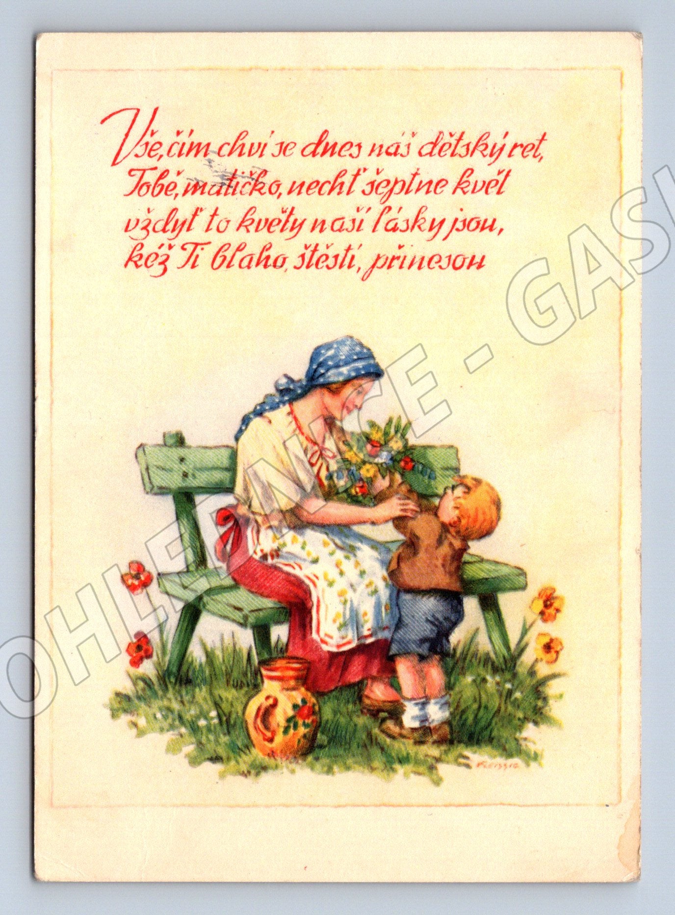 Pohlednice matka s dítětem báseň (P4001)