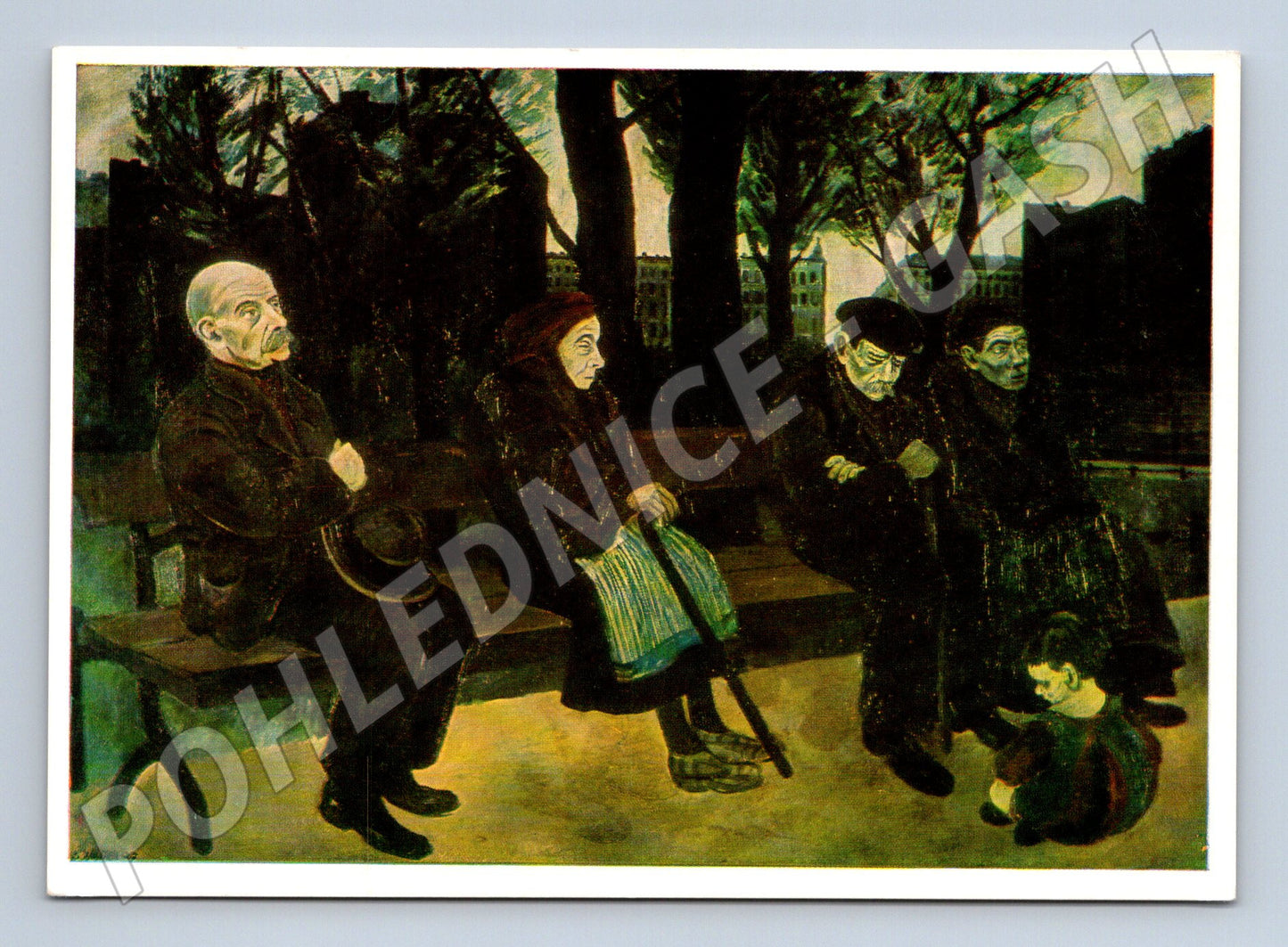 Pohlednice Německo Otto Nagel Die Parkbank 1957 (P4006)