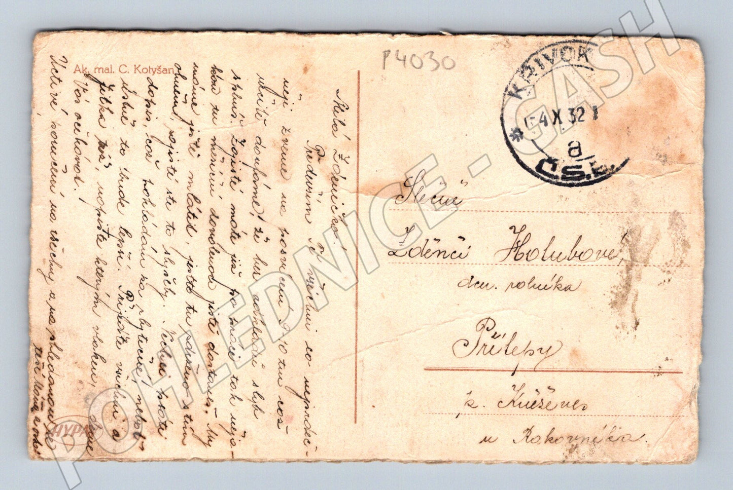 Pohlednice děti hrající si na žebříku 1932 (P4030)