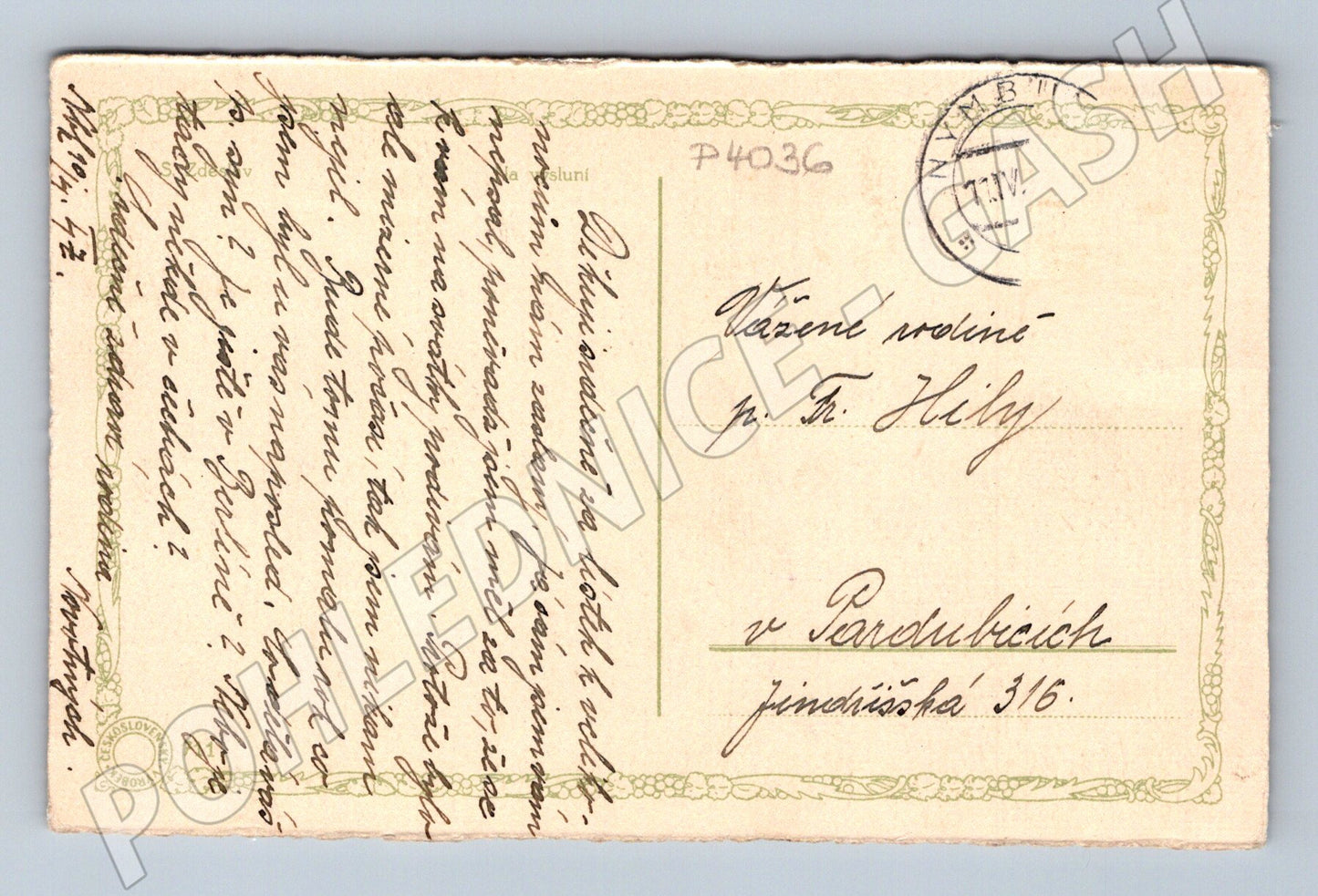 Pohlednice Vesnická scéna rozkvetlý strom 1942 (P4036)