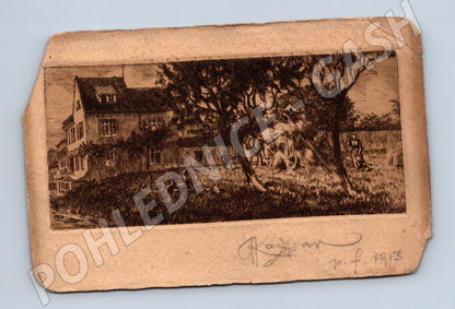 Pohlednice umělecká grafika venkov 1913 (P4038)