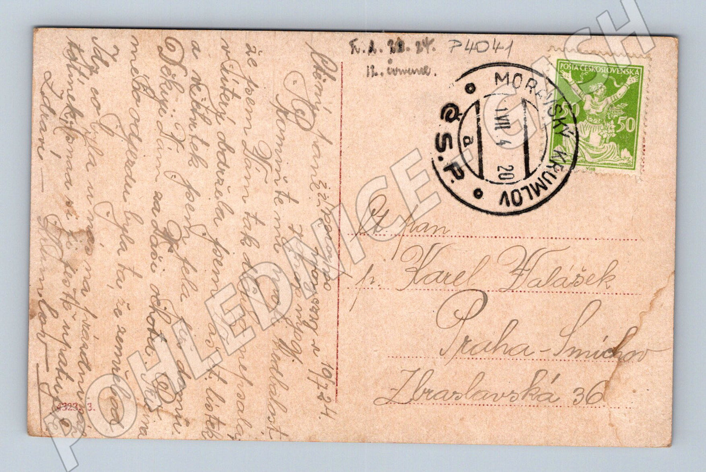 Pohlednice říční krajina lekníny 1920 (P4041)