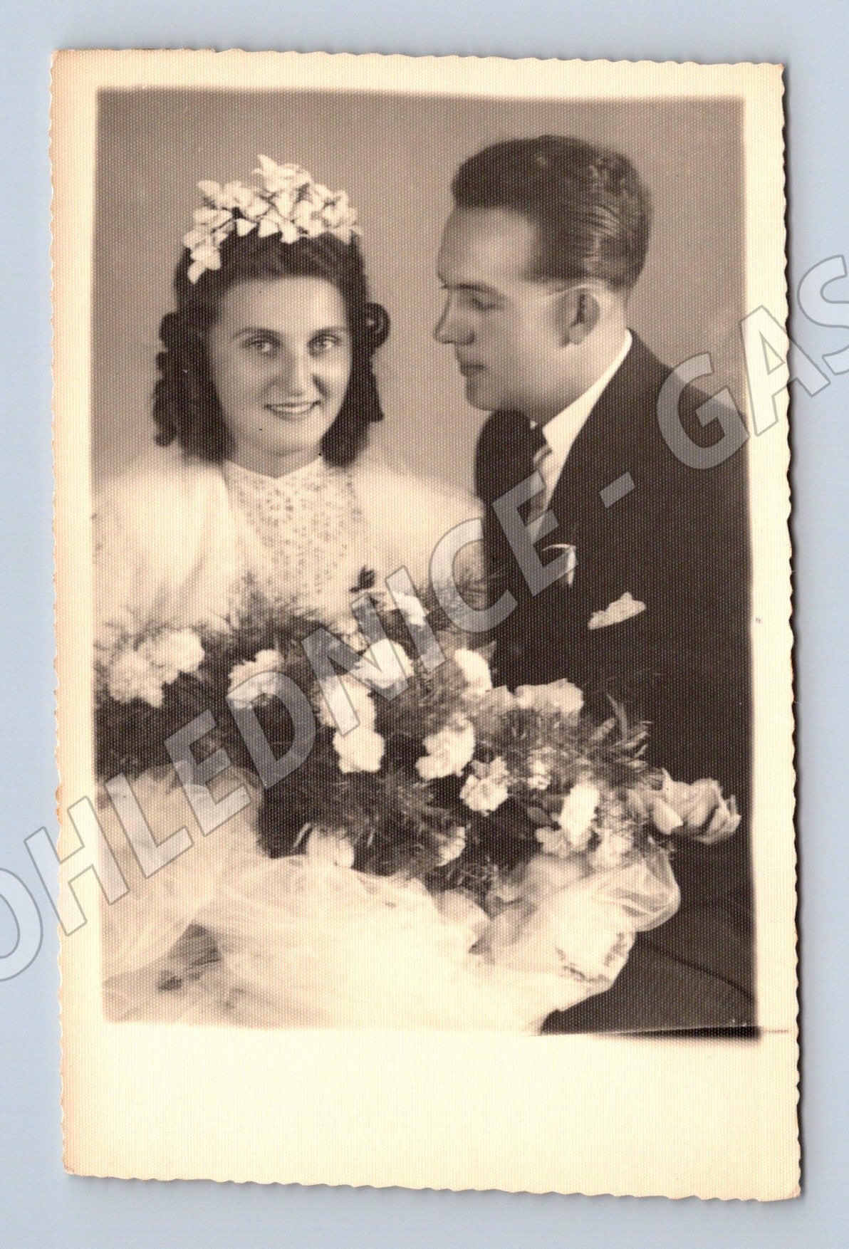 Pohlednice Kácov n. Sázavou svatební pár 1943 (P4096)