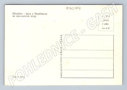 Pohlednice Chodsko žena z Postřekova v kroji (P4099)