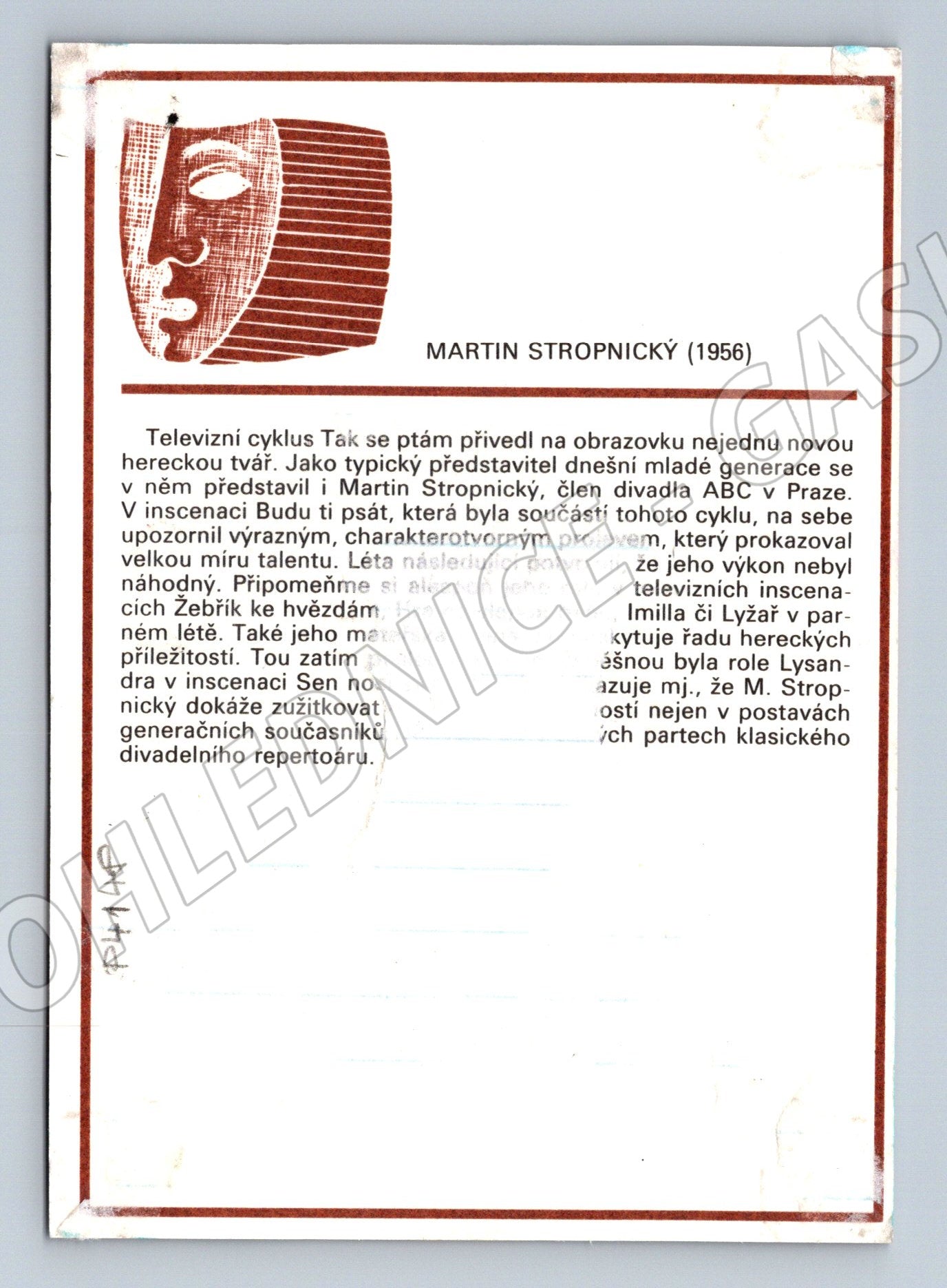 Pohlednice Martin Stropnický herec 1986 (P4148)