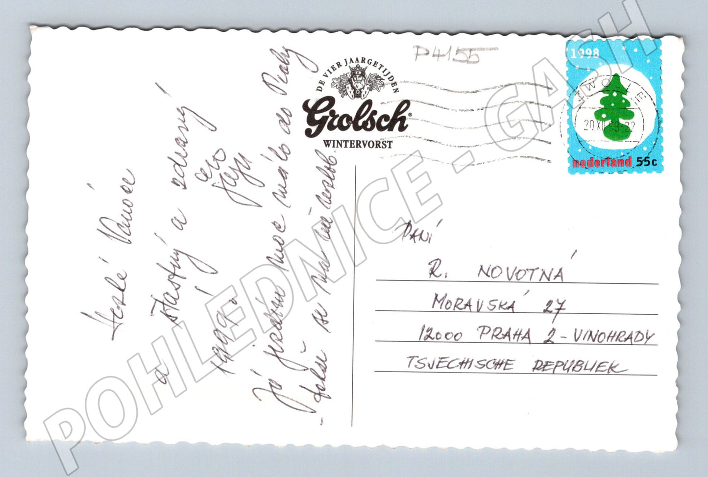 Pohlednice Holandsko muž s vánočními dárky 1998 (P4155)