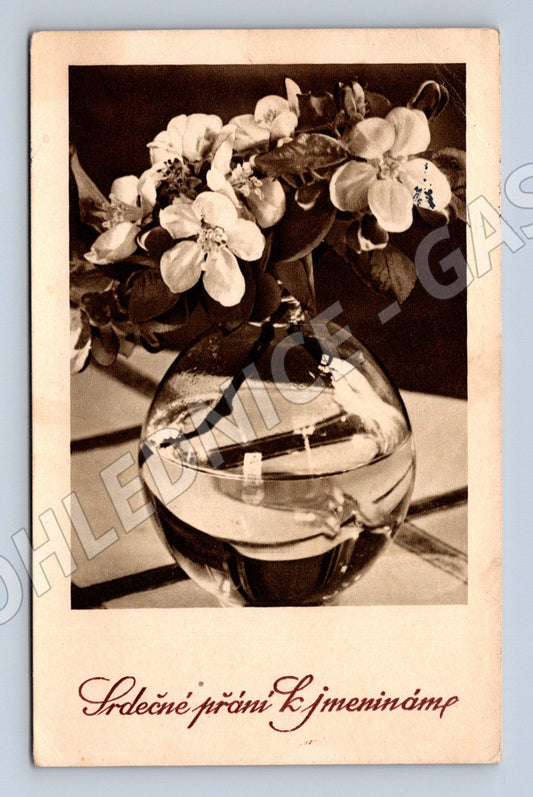 Pohlednice Květiny a koule K Jmeninám 1933 (P4162)